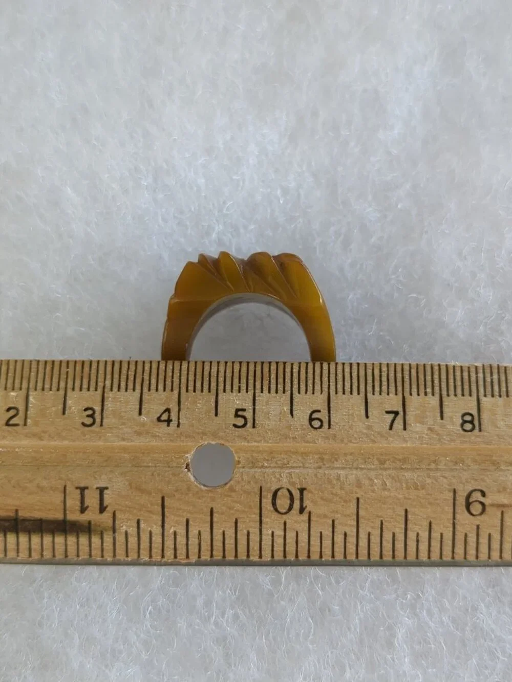 Vintage Carved Bakelite Ring • Butterscotch Olive • Art Deco • Tested Positive B